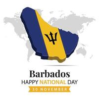 barbados nacional día, 3d representación barbados nacional día ilustración con 3d mapa y bandera colores tema vector