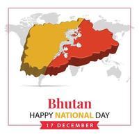 Bhutan National Day, 3d rendering Bhutan National Day illustration with 3d map and flag colors theme vector