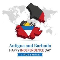 Antigua and Barbuda Independence Day, 3d rendering Antigua and Barbuda Independence Day illustration with 3d map and flag colors theme vector