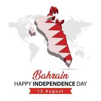 bahrain Independence Day, 3d rendering bahrain Independence Day illustration with 3d map and flag colors theme vector