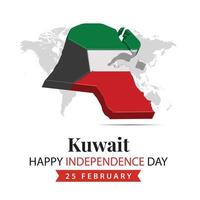 Kuwait independencia día, 3d representación Kuwait independencia día ilustración con 3d mapa y bandera colores tema vector