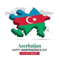 azerbaiyán independencia día, 3d representación azerbaiyán independencia día ilustración con 3d mapa y bandera colores tema vector