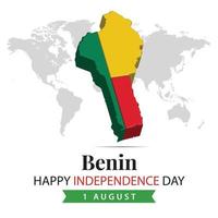 Benin Independence Day, 3d rendering Benin Independence Day illustration with 3d map and flag colors theme vector