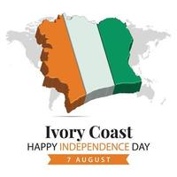 Ivory Coast Independence Day, 3d rendering Ivory Coast Independence Day illustration with 3d map and flag colors theme vector