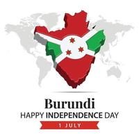 Burundi independencia día, 3d representación Burundi independencia día ilustración con 3d mapa y bandera colores tema vector