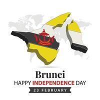 Brunei independencia día, 3d representación Brunei independencia día ilustración con 3d mapa y bandera colores tema vector