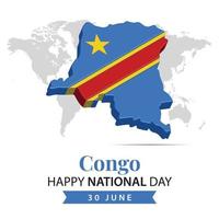 Congo National Day, 3d rendering Congo National Day illustration with 3d map and flag colors theme vector