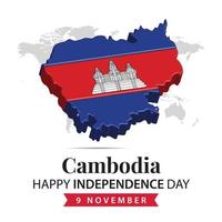 Cambodia Independence Day, 3d rendering Cambodia Independence Day illustration with 3d map and flag colors theme vector