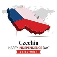 Czechia Independence Day, 3d rendering Czechia Independence Day illustration with 3d map and flag colors theme vector