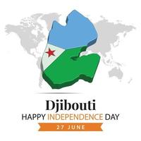 djibouti independencia día, 3d representación djibouti independencia día ilustración con 3d mapa y bandera colores tema vector