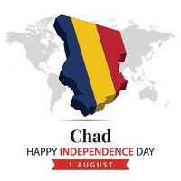 Chad Independence Day, 3d rendering Chad Independence Day illustration with 3d map and flag colors theme vector