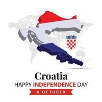 Croacia independencia día, 3d representación Croacia independencia día ilustración con 3d mapa y bandera colores tema vector