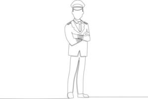 A pilot standing in full pilot attire vector