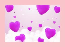 hermosos corazones de confeti cayendo sobre el fondo. diseño de fondo de plantilla de invitación, tarjeta de felicitación, póster. día de San Valentín. ilustración vectorial vector