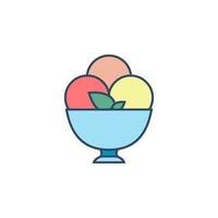 ice cream in saucer colored dusk style vector icon