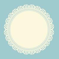 Decorative White lace Doilies. Openwork round frame on a pink background. Vintage Paper Cutout Design. Vector illustration