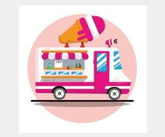 Ice Cream Truck Cartoon Illustration vector