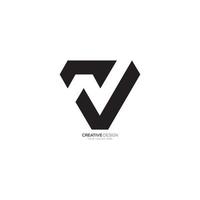 Modern letter N V negative space unique monogram logo vector