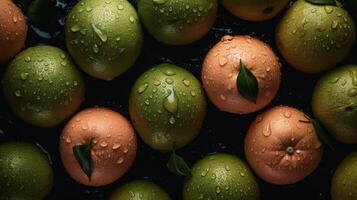 imagen de pomelo sin costura antecedentes visible gotas de agua generativo ai foto