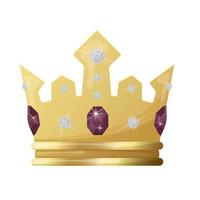 Royal crown on a transparent background with precious stones. For a queen or princess, prince or emperor in vintage or retro style, a crown on a purple background. vector