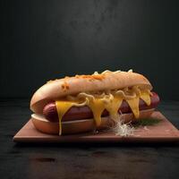 hotdog cheese sausage delicious realistic food photo