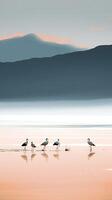 A group of swans walking together photo