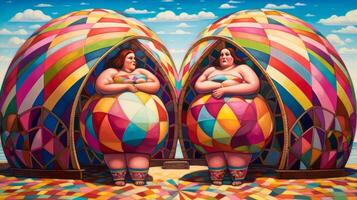 Fat women on the beach beautiful art work photo