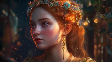 retrato de hermosa princesa animación imagen generativo ai foto