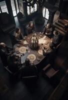 image of royal people share dining table generative AI photo