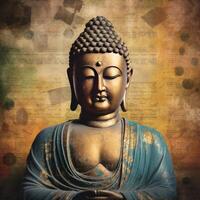 Buda estatua como álbum cubrir para mediación música generativo ai foto