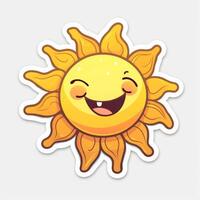 happy sun sticker on white background photo