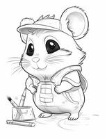 A cute little hamster as a painter photo