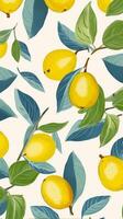 fruits patterns green leaves white background illustration photo