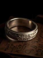 A beautiful designer ring close up photo