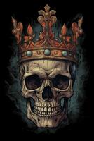 A skull with a kings crown smoky image photo