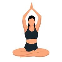 Faceless girl in the lotus position. The concept of a healthy lifestyle, mental health. Isolated object on a white background. Vector image