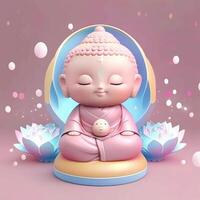 baby buddha with lovely starry sky light pink and lotus photo