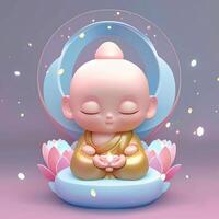 baby buddha with lovely starry sky light pink photo