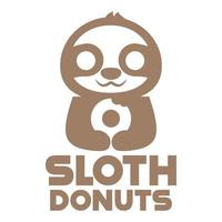 Modern vector flat design simple minimalist logo template of cute sloth donut cartoon head vector for brand, emblem, label, badge. Isolated on white background.