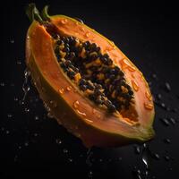 imagen de papaya sin costura antecedentes visible gotas de agua generativo ai foto