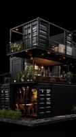 A restaurant built from black containers photo