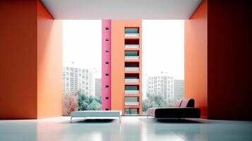 minimalismo limpiar y brillante color amplio habitación generativo ai foto