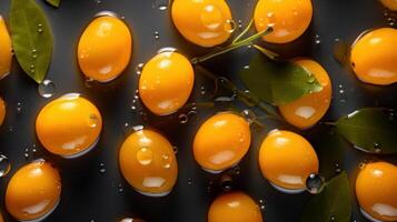 Kumquat seamless background visible drops of water shining image photo
