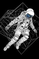 An astronaut floating in space on black background photo