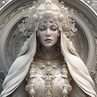 Ancient Goddess statue made by White Latex Stone Cream Set photo