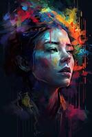 A colorful panting of a girl face photo