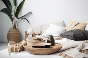 indoor bedroom view with Boho aesthetic photo