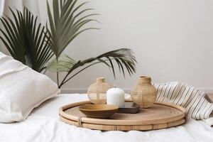 indoor bedroom view with Boho aesthetic photo