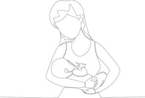 A mother breastfeeds her newborn vector