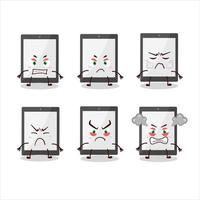 Tablet cartoon character with various angry expressions vector